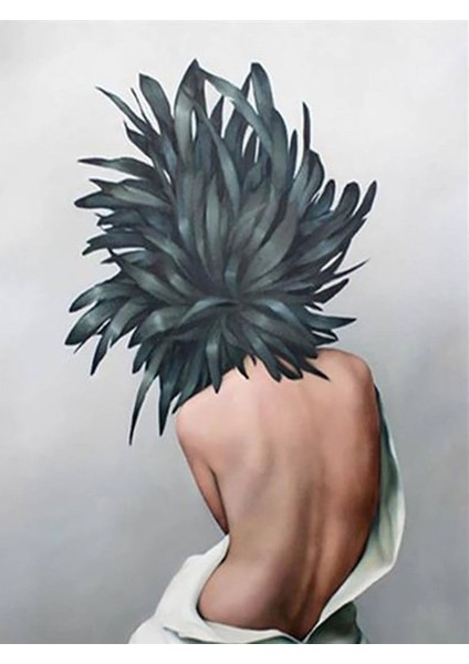 Çiçeklenmek Çıplak Sırt Sayılarla Boyama SETI(40 x 50 cm Tuval Şasesine Gerili)