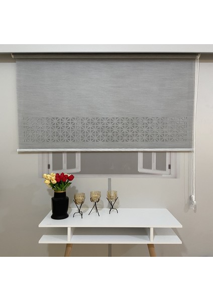 LZR1045 Çift Mekanizmalı Lazer Kesim Tül ve Stor Perde Gri 80 x 200 cm. fiyatları