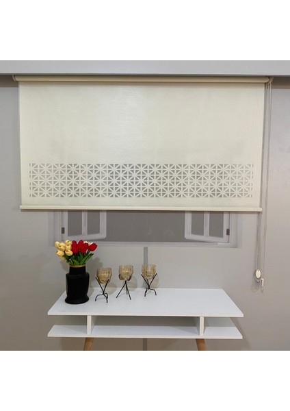 LZR1045 Çift Mekanizmalı Lazer Kesim Tül ve Stor Perde Krem 90 x 200 cm. fiyatları