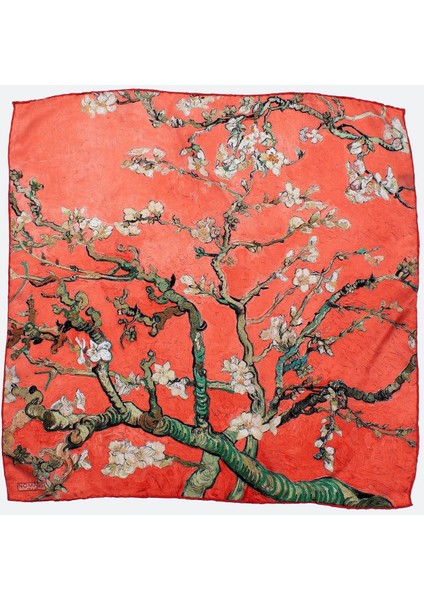 %100 Ipek Fular Bandana | Van Gogh Badem Ağacı | Nar Çiçeği indirimleri
