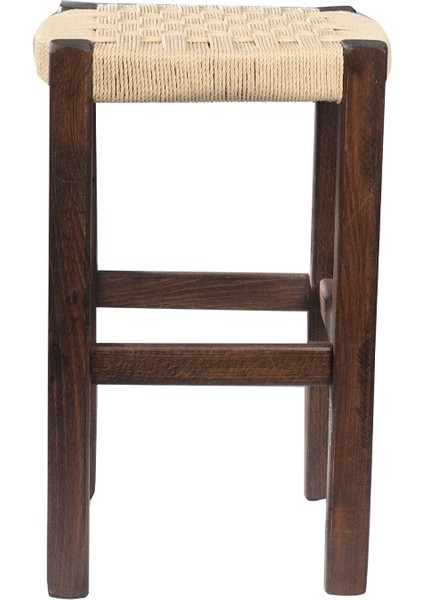 2 mm Ahşap 2 Adet Hasır Örgülü Tabure Ceviz Renk 35X32X32