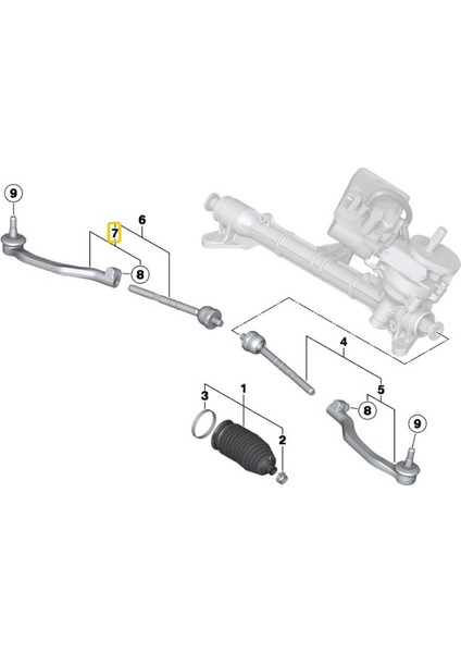 Mini Uyumlu R55 R56 R57 R58 ve R59 Frow Sağ Rot Başı 32106778438 fiyatları