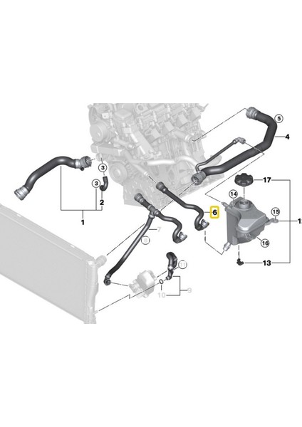 Bmw Uyumlu E87 E90 ve E91 M47N2 Yedek Su Depo Hortumu 17127789590