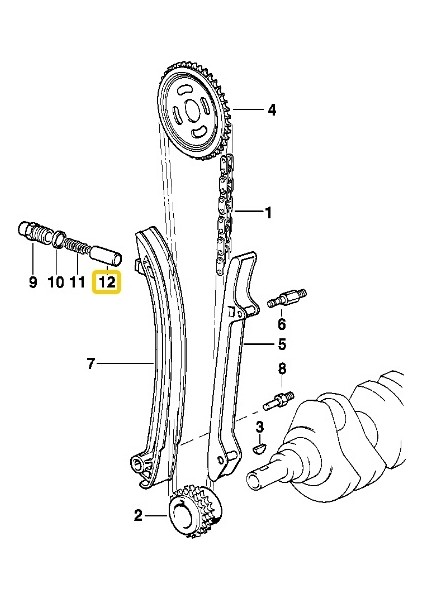 Bmw M50 M52 ve M54 Uyumlu Motor Alt Triger Gergi Pistonu 11311703747