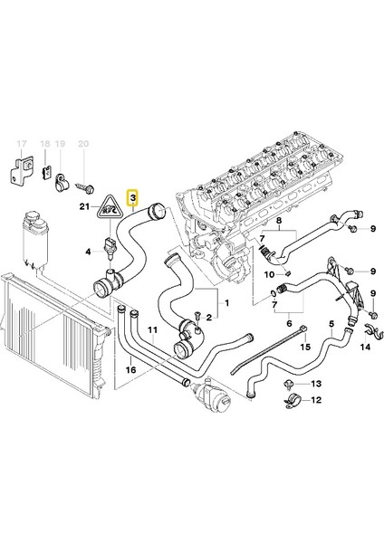 Bmw Uyumlu E38 ve E39 M52 ve M54 Motor Radyatör Alt Hortum 11531705224 fırsatları