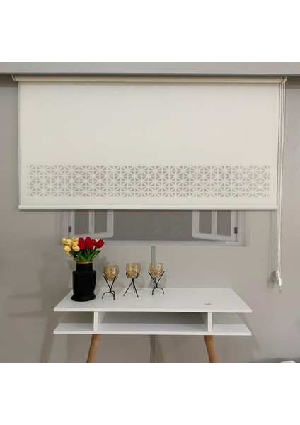 LZR1045 Çift Mekanizmalı Lazer Kesim Tül ve Stor Perde Beyaz 140 x 260 Cm. fiyatları