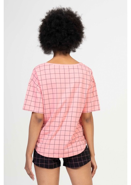 Pamuklu Düşük Omuzlu Kısa Kol Şortlu Pijama Takım fırsatları