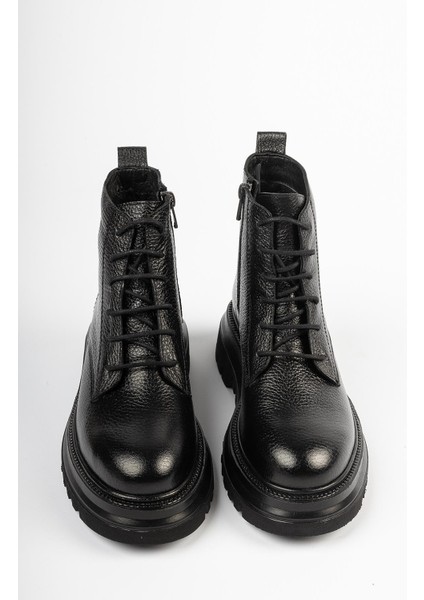 Hakiki Deri Siyah Kadın Tırtıklı Taban Deri Postal Bot Trc-216574 fırsatları