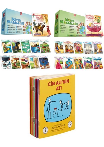 1. Sınıf Hikayeleri Dünya Masalları 1 ve 2 + Cin Ali Hikayesi (Ciltli)