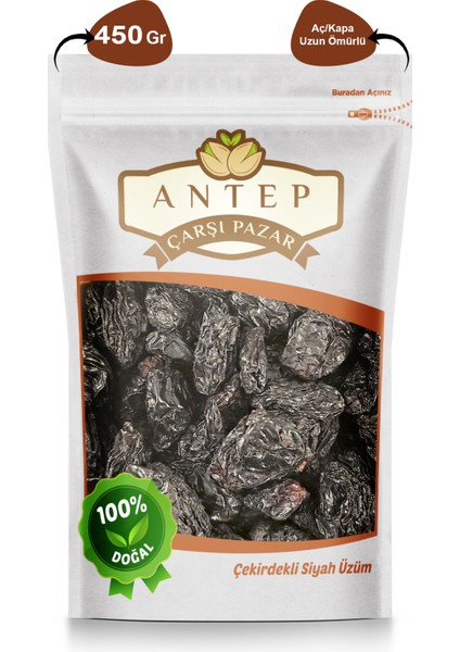 Siyah Üzüm Çekirdekli Gaziantep Kan Üzümü | 450 Gr.