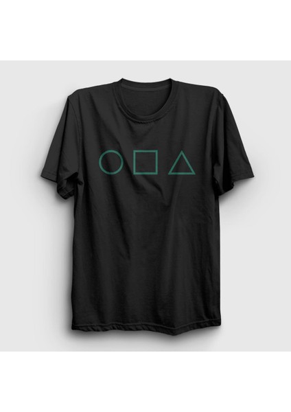Unisex Siyah Green Symbols Squid Game T-Shirt