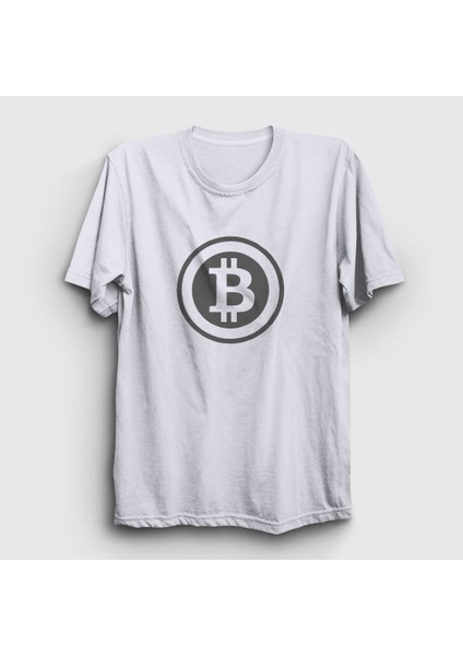 Unisex Beyaz Gray Logo Bitcoin T-Shirt