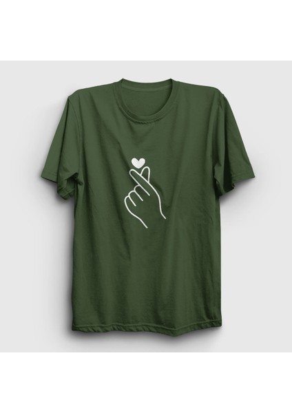 Unisex Haki Finger Heart Bts T-Shirt