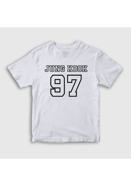 Unisex Çocuk Beyaz 97 K Pop Jungkook Bts T-Shirt