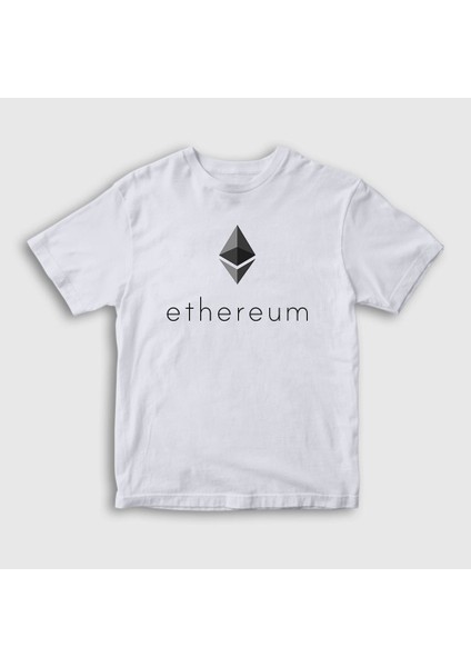 Unisex Çocuk Beyaz Ethereum Bitcoin T-Shirt