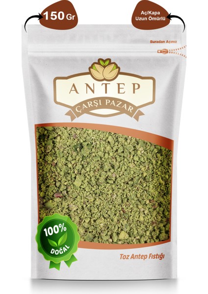 Antep Çarşı Pazar Toz Antep Fıstığı (Boz Içten Çekilmiş) | 150 Gr.