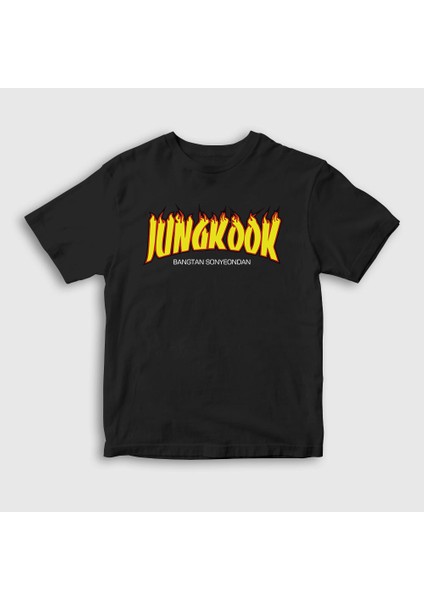 Unisex Çocuk Siyah Thrasher K Pop Jungkook Bts T-Shirt