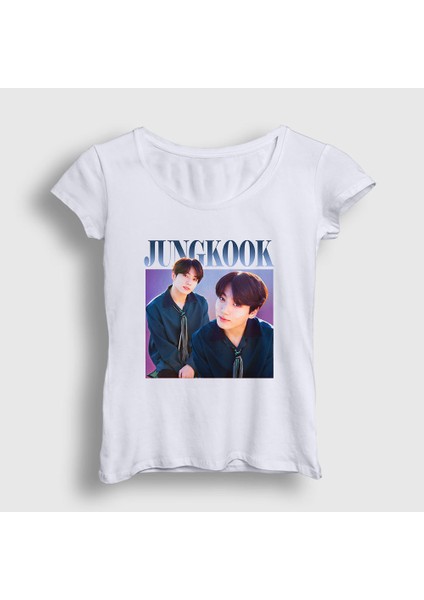 Kadın Beyaz Poster K Pop Jungkook Bts T-Shirt
