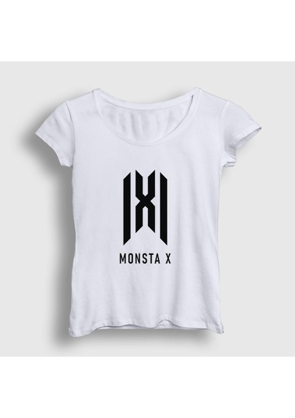 Kadın Beyaz Logo K-Pop Monsta x T-Shirt