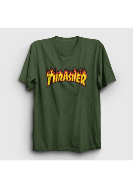 Unisex Haki Logo V1 Thrasher T-Shirt