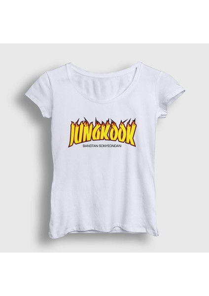 Kadın Beyaz Thrasher K Pop Jungkook Bts T-Shirt