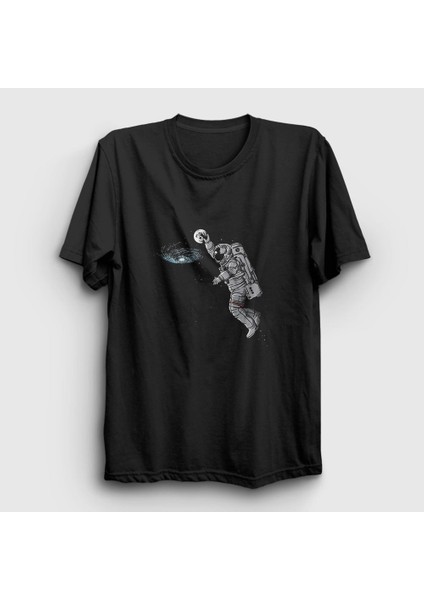 Unisex Siyah Basketball Astronaut Space Astronot Uzay T-Shirt