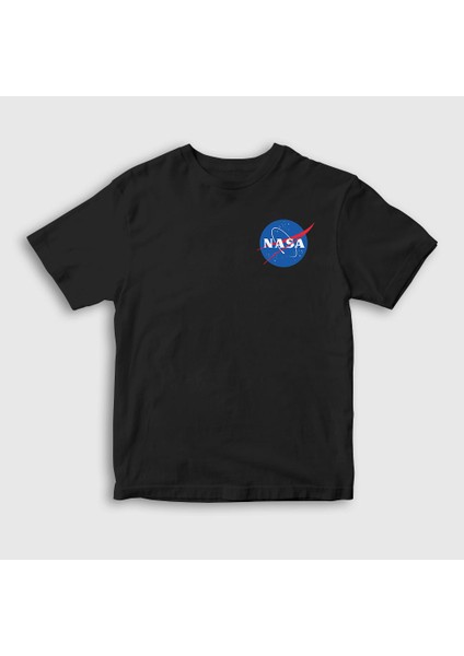 Unisex Çocuk Siyah Logo Nasa Space Uzay T-Shirt