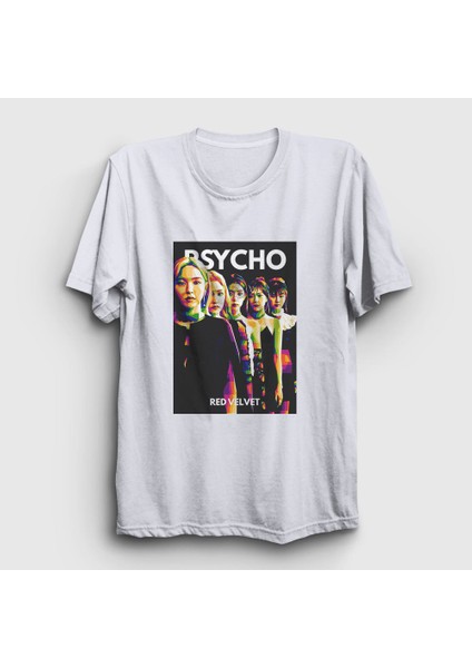 Unisex Beyaz Psycho K-Pop Red Velvet T-Shirt