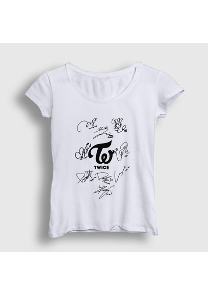 Kadın Beyaz Signs K-Pop Twice T-Shirt