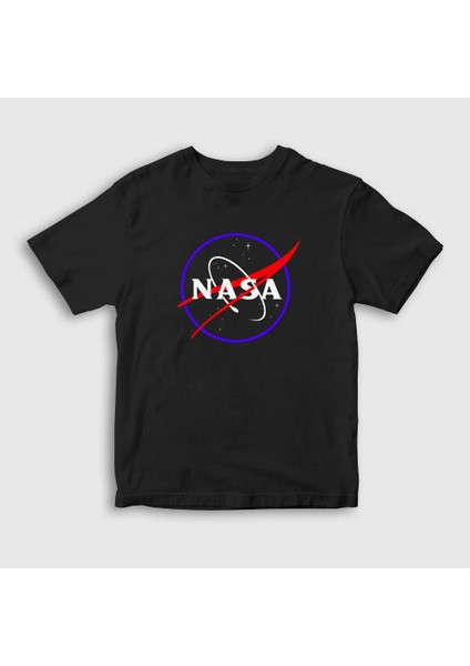 Unisex Çocuk Siyah Logo V2 Nasa Space Uzay T-Shirt