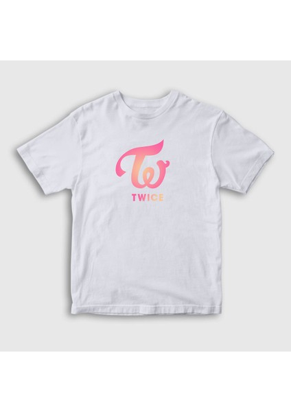Unisex Çocuk Beyaz Logo V3 K-Pop Twice T-Shirt