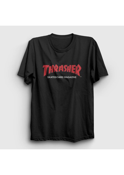 Unisex Siyah Logo V3 Thrasher T-Shirt