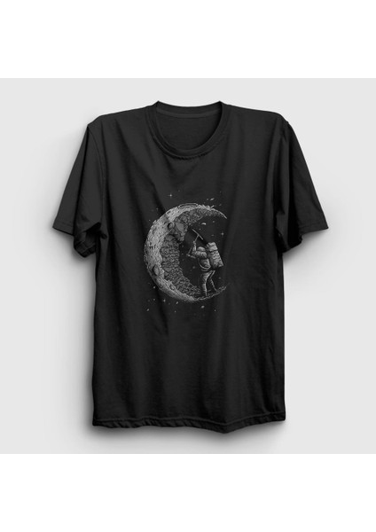 Unisex Siyah Moon Mining Astronaut Space Astronot Uzay T-Shirt