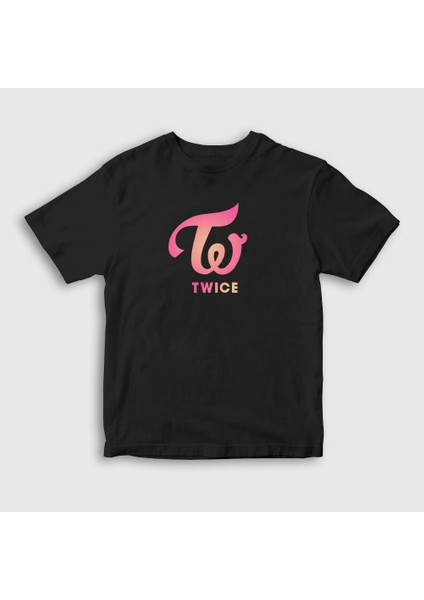 Unisex Çocuk Siyah Logo V3 K-Pop Twice T-Shirt