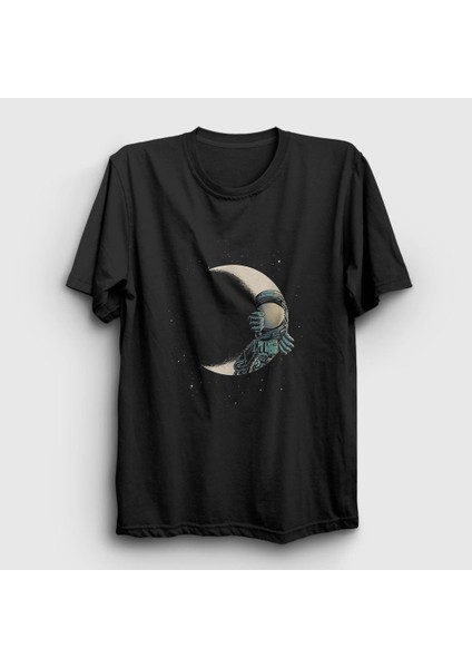 Unisex Siyah Hide And Seek Astronaut Space Astronot Uzay T-Shirt