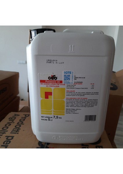 Potassıo 30 3-0-30 Nk Çözelti Gübresi-7,5 kg