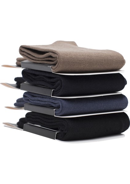 Içi Penye Pamuk Dışı Merinos Yün Mükemmel Kalite Erkek Pantolon Çorabı 4'lü Paket