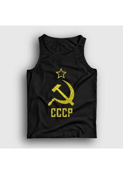 Unisex Siyah Logo CCCP Sovyetler Birliği Atlet
