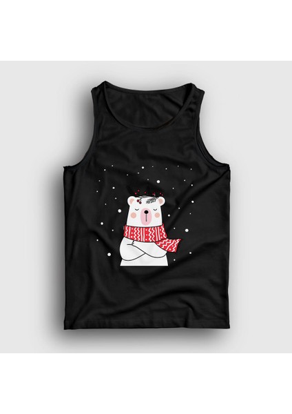 Unisex Siyah Polar Bear Kutup Ayısı Yılbaşı Atlet
