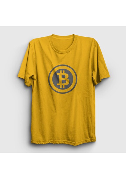 Unisex Sarı Gray Logo Bitcoin T-Shirt