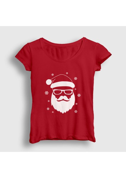 Kadın Kırmızı Noel Baba Santa Claus Yılbaşı T-Shirt
