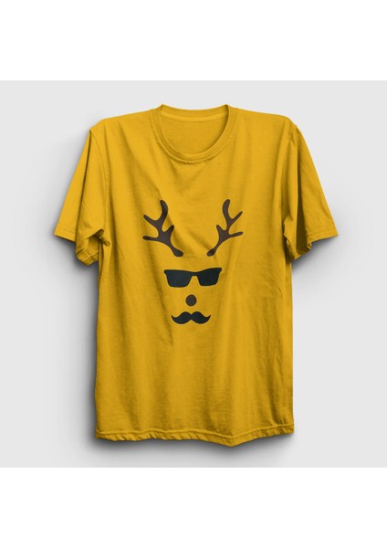 Unisex Sarı Male Deer Yılbaşı T-Shirt