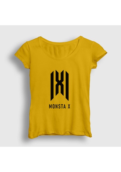 Kadın Sarı Logo K-Pop Monsta x T-Shirt