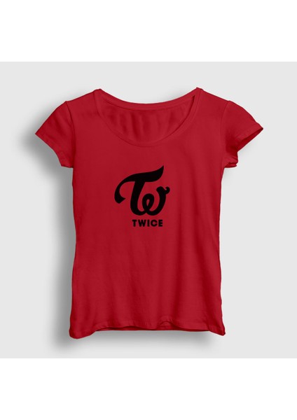 Kadın Kırmızı Logo V2 K-Pop Twice T-Shirt