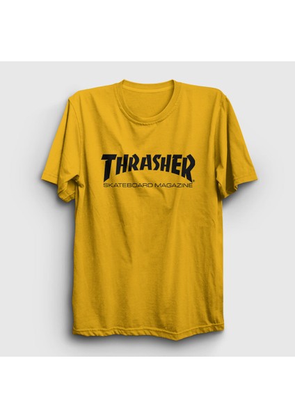 Unisex Sarı Logo V5 Thrasher T-Shirt