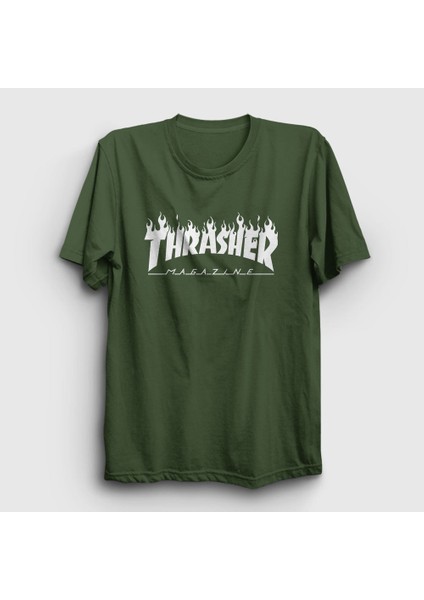 Unisex Haki Logo V6 Thrasher T-Shirt