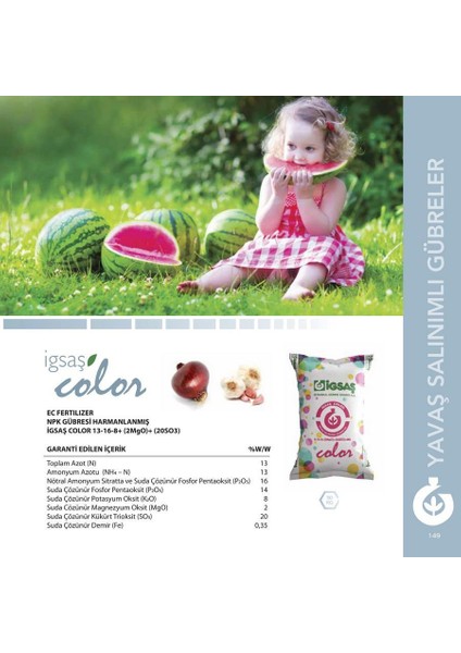Igsaş Color 13-16-8+ (2mgo)+ (20SO3) Yavaş Salınımlı Gübre-10 kg