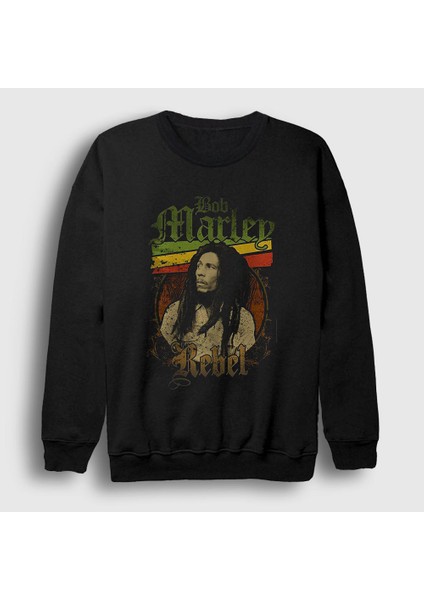 Unisex Siyah Rebel Bob Marley Sweatshirt