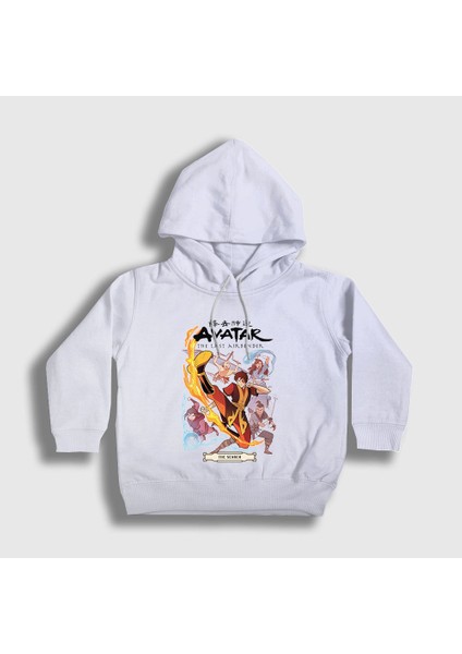 Unisex Çocuk Beyaz Search Anime Avatar The Last Airbender Kapüşonlu Sweatshirt