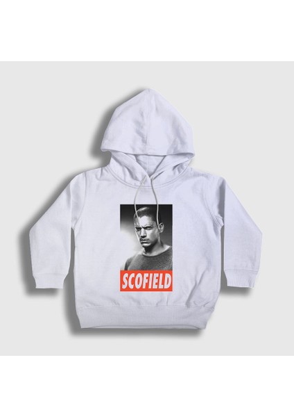 Unisex Çocuk Beyaz Michael Scofield Prison Break Kapüşonlu Sweatshirt